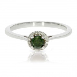 0.37 Ctw Classic Round Diamond Engagement Ring w/ 0.30 Carat Green Diamond Halo Ring - Handcrafted By Name My Rings™