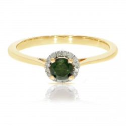 0.37 Ctw Classic Round Diamond Engagement Ring w/ 0.30 Carat Green Diamond Halo Ring - Handcrafted By Name My Rings™