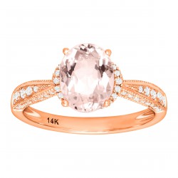 1 3/4 ct Natural Morganite & 1/4 ct Diamond Ring Rose Gold - Pink - Handcrafted By Name My Rings™
