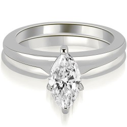 1.00 cttw. White Gold Classic Solitaire Marquise Cut Diamond Bridal Set - Handcrafted By Name My Rings™