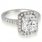 1.06 cttw. White Gold Emerald And Round Cut Halo Diamond Bridal Set - Handcrafted By Name My Rings™