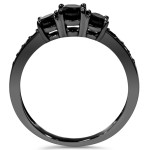 Black Gold 1 1/5ct TDW Black Diamond Three Stone Engagement Ring - Handcrafted By Name My Rings™
