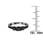 Black Gold 1 1/5ct TDW Black Diamond Three Stone Engagement Ring - Handcrafted By Name My Rings™