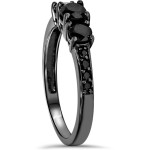 Black Gold 1 1/5ct TDW Black Diamond Three Stone Engagement Ring - Handcrafted By Name My Rings™