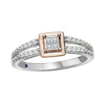 Rose Gold over Silver 1/5ct TDW Diamond and Blue Sapphire Accent Ring - Handcrafted By Name My Rings™