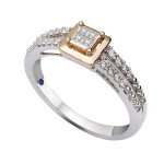 Rose Gold over Silver 1/5ct TDW Diamond and Blue Sapphire Accent Ring - Handcrafted By Name My Rings™