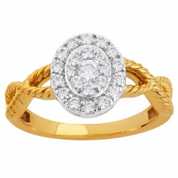 Two-tone Gold 1/2ct TDW Oval Diamond Halo Twisted Shank Engagement Ring - Handcrafted By Name My Rings™