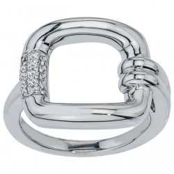 White Gold 1/10ct TDW Diamond Buckle Ring by Ever One - Handcrafted By Name My Rings™