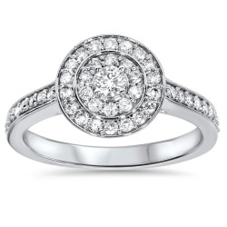 White Gold 1/2 ct TDW Diamond Double Halo Engagement Ring - Handcrafted By Name My Rings™