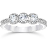 White Gold 1/2ct TDW Vintage 3-stone Diamond Engagement Ring - Handcrafted By Name My Rings™