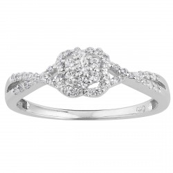 White Gold 1/4ct TDW Diamond Clover Halo Split Shank Promise Ring - Handcrafted By Name My Rings™