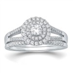 White Gold 5/8ct TDW Double Halo Bridal Ring Set - Handcrafted By Name My Rings™