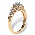 Gold 1/6ct TDW Princess-cut Diamond Halo and Bow Ring - Handcrafted By Name My Rings™