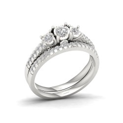 1/2ct TDW Diamond Three Stone Bridal Set in Sterling Silver - Handcrafted By Name My Rings™
