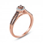 1/3 Carat White & Champagne Diamond Composite Engagement Ring In Rose Gold. - Handcrafted By Name My Rings™
