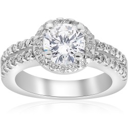 White Gold 1 1/2 ct Diamond Enhanced Halo Double Row Engagement Ring - Handcrafted By Name My Rings™