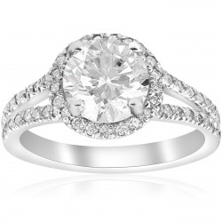 White Gold 2 1/2 ct TDW Diamond Clarity Enhanced Halo Split Shank Engagement Ring - Handcrafted By Name My Rings™
