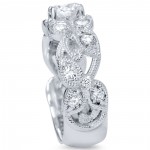 White Gold 2 ct TDW Vintage Floral Leaf Petal Style Engagement Ring - Handcrafted By Name My Rings™