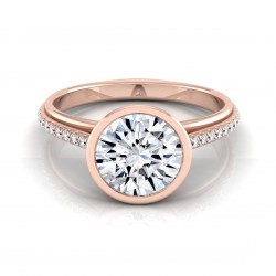 Rose Gold 1 1/10ct TDW Round Diamond Bezel Solitaire Engagement Ring - Handcrafted By Name My Rings™