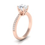 Rose Gold 1 1/8ct TDW Round Diamond Solitaire Pave Shank Engagement Ring - Handcrafted By Name My Rings™