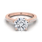 Rose Gold 1 1/8ct TDW Round Diamond Solitaire Pave Shank Engagement Ring - Handcrafted By Name My Rings™
