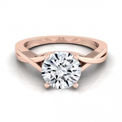 Rose Gold 1/2ctw TDW White Diamond Solitaire Cathedral Engagement Ring - Handcrafted By Name My Rings™