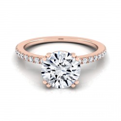 Rose Gold 5/8cw TDW White Diamond Classic Petite Split Prong Engagement Ring - Handcrafted By Name My Rings™