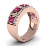 Rose Gold 7/8ct TDW Round- and Princess-cut Diamond and Sapphire Anniversary Band - Handcrafted By Name My Rings™