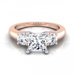 Rose Gold IGI-certified 1 1/4ct TDW Princess-cut Center 3-stone Engagement Ring - Handcrafted By Name My Rings™
