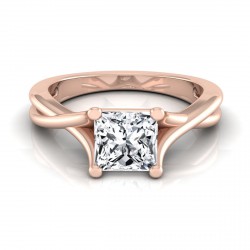 Rose Gold IGI-certified 1ct TDW Princess-cut Diamond Solitaire Trellis Basket Engagement Ring - Handcrafted By Name My Rings™