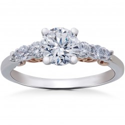 White & Rose Gold 7/8 ct Graduated Eco Friently Diamond Lab Grown Vintage Engagement Ring - Handcrafted By Name My Rings™