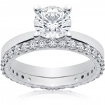 White 1 3/4 ct Lab Grown Eco Freindly Diamond Engagement Ring & Matching Eternity Band - Handcrafted By Name My Rings™