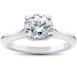 White Gold 1 1/2ct TDW Diamond Clarity Enhanced Solitaire Round Brilliant Cut Engagement Ring - Handcrafted By Name My Rings™