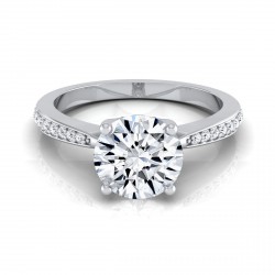 White Gold 1 1/8ct TDW Diamond IGI-certified Pave Shank Solitaire Engagement Ring - Handcrafted By Name My Rings™