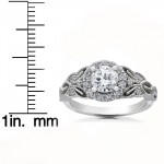White Gold 1 3/8ct TDW Diamond Clarity Enhanced Halo Vintage Engagement Ring - Handcrafted By Name My Rings™