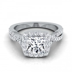 White Gold 1 3/8ct TDW Princess Diamond Square Halo Engagement Ring - Handcrafted By Name My Rings™