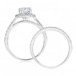 White Gold 1 5/8ct TDW Halo Diamond Bridal Set - Handcrafted By Name My Rings™