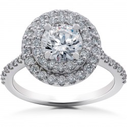 White Gold 1 5/8ct TDW Halo Eco-Friendly Lab Grown Diamond Engagement Ring - Handcrafted By Name My Rings™