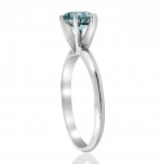 White Gold 1 ct TDW Blue Diamond Engagement Ring Solitaire White Gold - Handcrafted By Name My Rings™