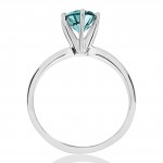White Gold 1 ct TDW Blue Diamond Engagement Ring Solitaire White Gold - Handcrafted By Name My Rings™