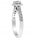 White Gold 1 ct TDW Diamond Halo Engagement Ring White Gold - Handcrafted By Name My Rings™