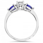 White Gold 1 ct TDW Stone Pear Shape Blue Sapphire & Diamond Engagement Wedding Ring - Handcrafted By Name My Rings™