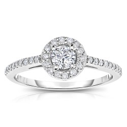 White Gold 1/2 ct TDW Diamond Halo Engagement Ring - Handcrafted By Name My Rings™