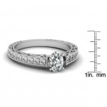 White Gold 1/2 ct. TDW Oval Diamond Solitaire Double Milgrain Engagement Ring by - Handcrafted By Name My Rings™