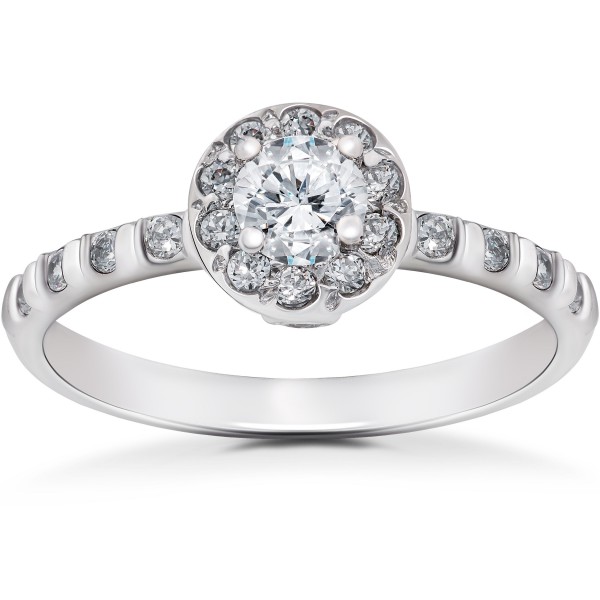 White Gold 1/2 ct TDW Vintage Halo Diamond Engagement Ring - Handcrafted By Name My Rings™