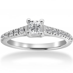 White Gold 1/2ct TDW Diamond Princess Cut Engagement Ring White Gold - Handcrafted By Name My Rings™