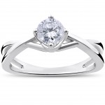 White Gold 1/2ct TDW Round Solitaire Diamond Vintage Twist Engagement Ring - Handcrafted By Name My Rings™