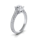 White Gold 1/2ct TDW White Diamond Millgrain Finish Engagement Ring - Handcrafted By Name My Rings™