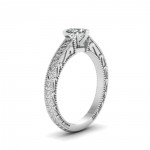 White Gold 1/2ct.CTtw Heart-shaped Diamond Solitare Filigree Engagement Ring by - Handcrafted By Name My Rings™