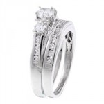 White Gold 1ct TDW Certified Diamond Bridal Ring Set - Handcrafted By Name My Rings™